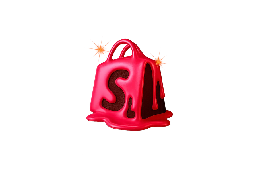 Bolsa de Shopify de caramelo rojo con destellos